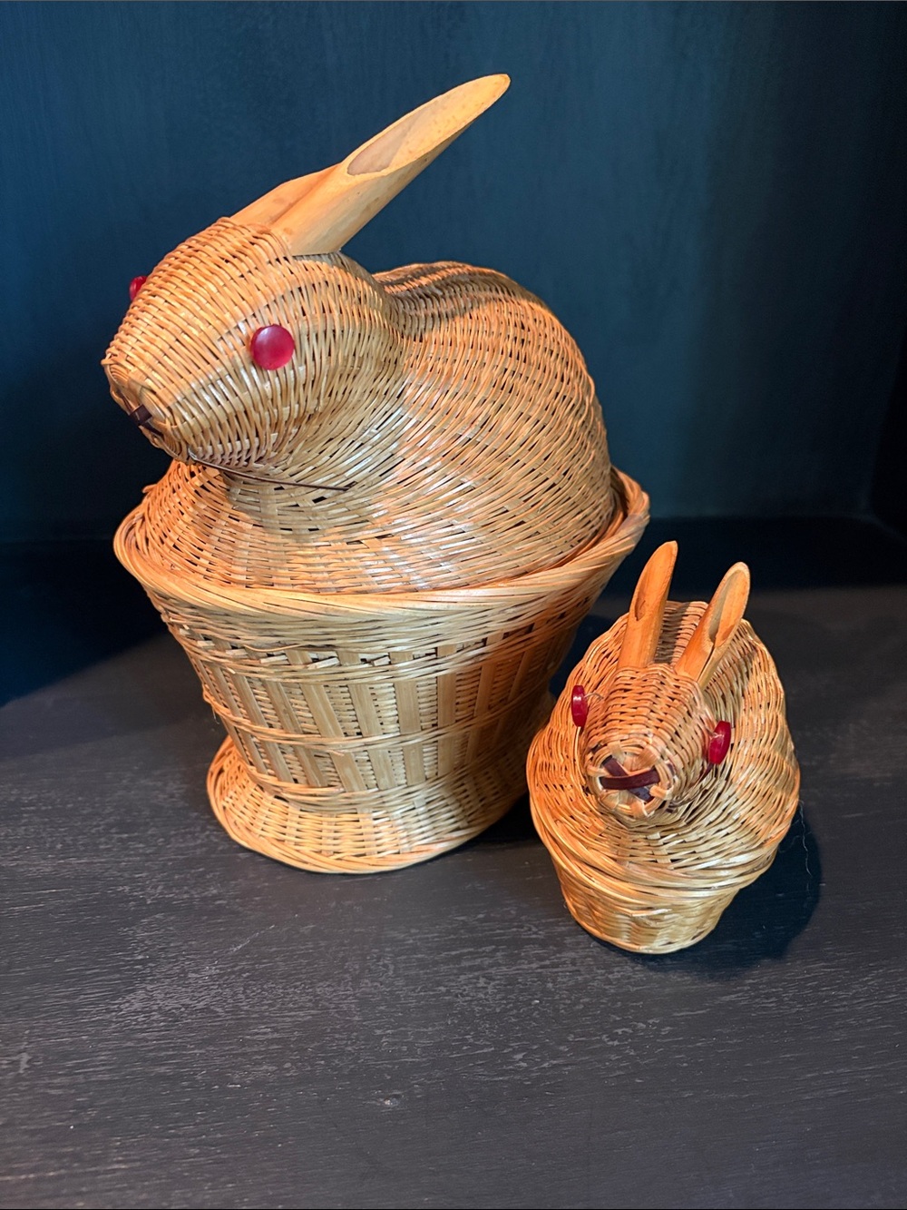 Vintage Bunny Basket Set with bamboo ears